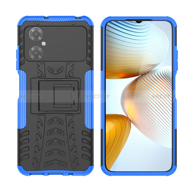 Funda Bumper Silicona y Plastico Mate Carcasa con Soporte JX2 para Xiaomi Poco M4 5G Azul