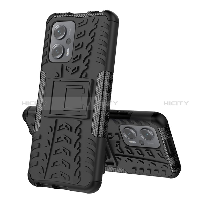 Funda Bumper Silicona y Plastico Mate Carcasa con Soporte JX2 para Xiaomi Poco X4 GT 5G Negro