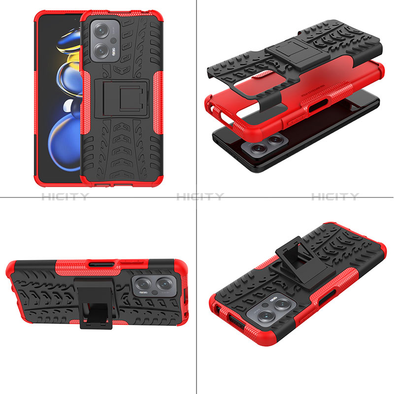 Funda Bumper Silicona y Plastico Mate Carcasa con Soporte JX2 para Xiaomi Redmi Note 11T Pro+ Plus 5G