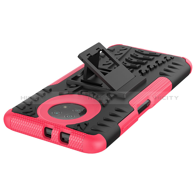 Funda Bumper Silicona y Plastico Mate Carcasa con Soporte JX2 para Xiaomi Redmi Note 9 5G