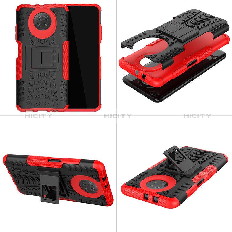 Funda Bumper Silicona y Plastico Mate Carcasa con Soporte JX2 para Xiaomi Redmi Note 9 5G