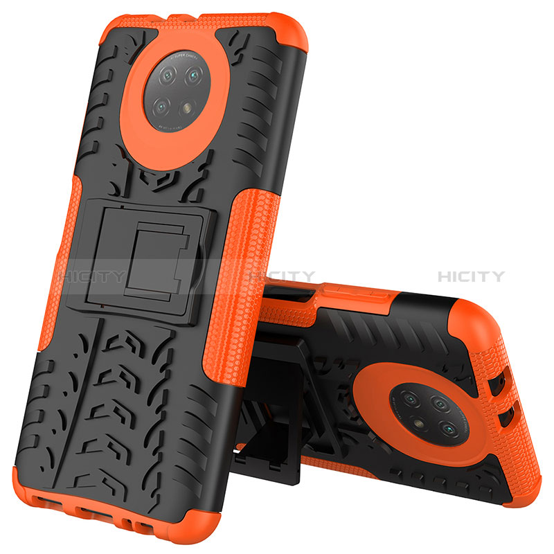 Funda Bumper Silicona y Plastico Mate Carcasa con Soporte JX2 para Xiaomi Redmi Note 9 5G