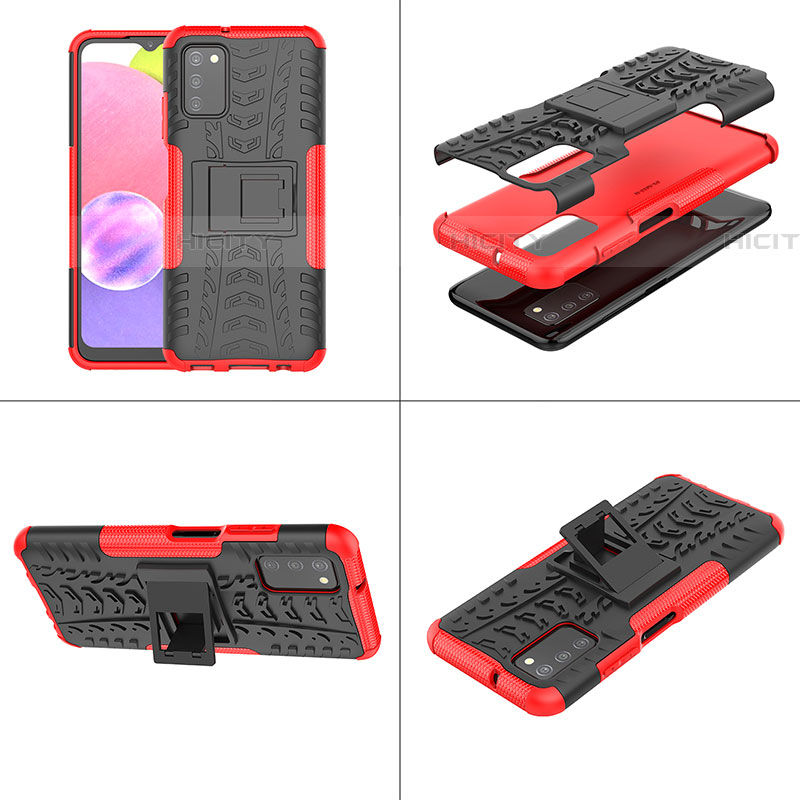 Funda Bumper Silicona y Plastico Mate Carcasa con Soporte JX3 para Samsung Galaxy A03s