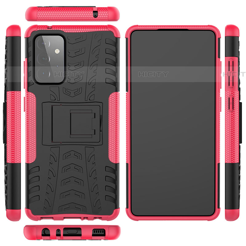 Funda Bumper Silicona y Plastico Mate Carcasa con Soporte JX3 para Samsung Galaxy A72 4G