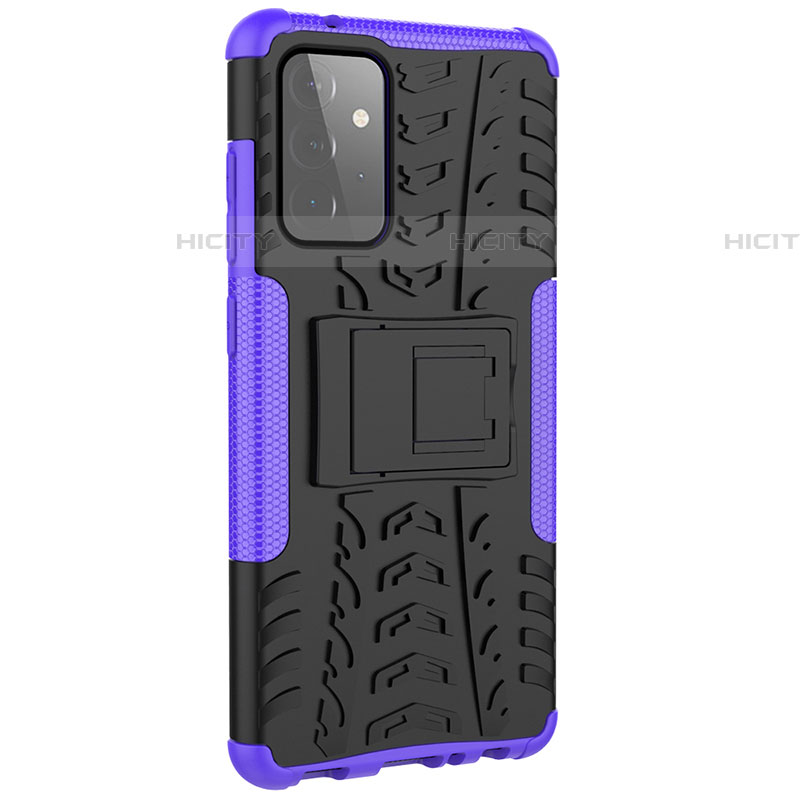 Funda Bumper Silicona y Plastico Mate Carcasa con Soporte JX3 para Samsung Galaxy A72 5G Morado