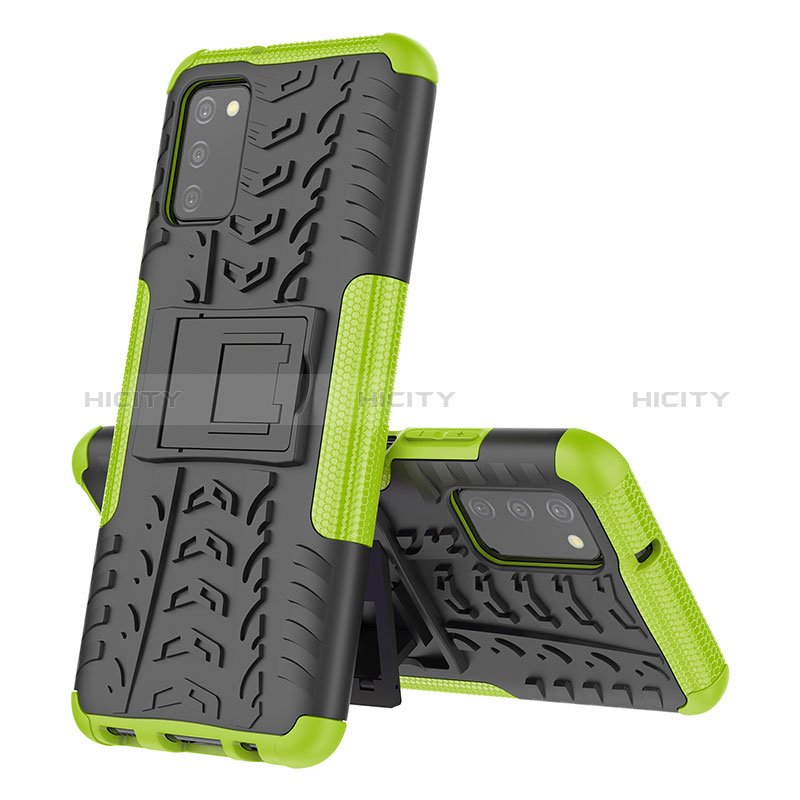 Funda Bumper Silicona y Plastico Mate Carcasa con Soporte JX4 para Samsung Galaxy A02s Verde