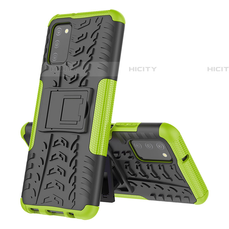 Funda Bumper Silicona y Plastico Mate Carcasa con Soporte JX4 para Samsung Galaxy A03s Verde