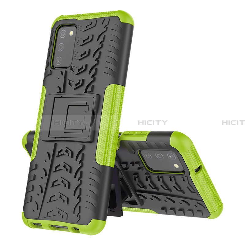 Funda Bumper Silicona y Plastico Mate Carcasa con Soporte JX4 para Samsung Galaxy F02S SM-E025F Verde