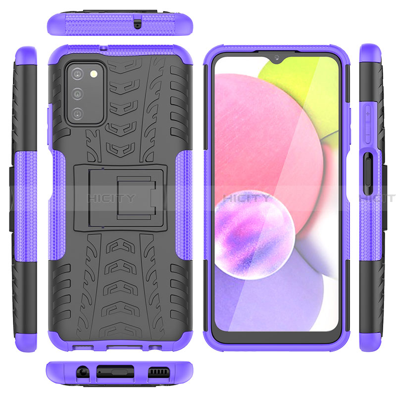 Funda Bumper Silicona y Plastico Mate Carcasa con Soporte JX5 para Samsung Galaxy F02S SM-E025F Morado