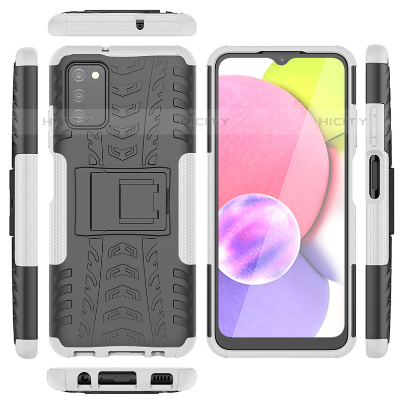 Funda Bumper Silicona y Plastico Mate Carcasa con Soporte JX5 para Samsung Galaxy M02s Plata