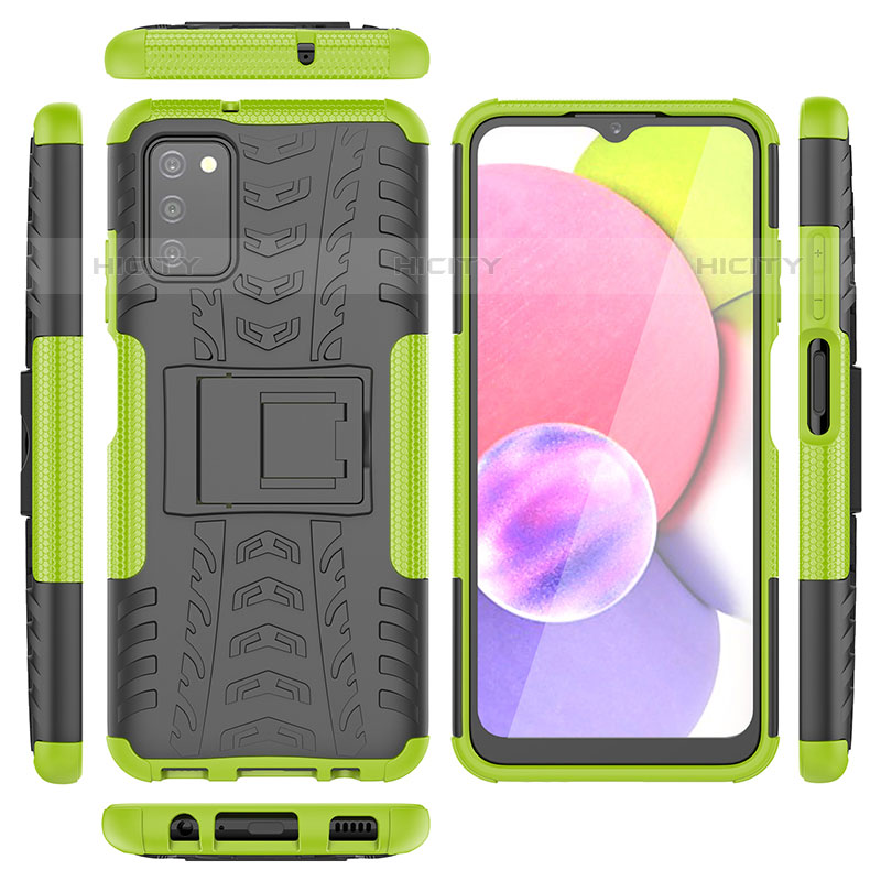 Funda Bumper Silicona y Plastico Mate Carcasa con Soporte JX5 para Samsung Galaxy M02s Verde