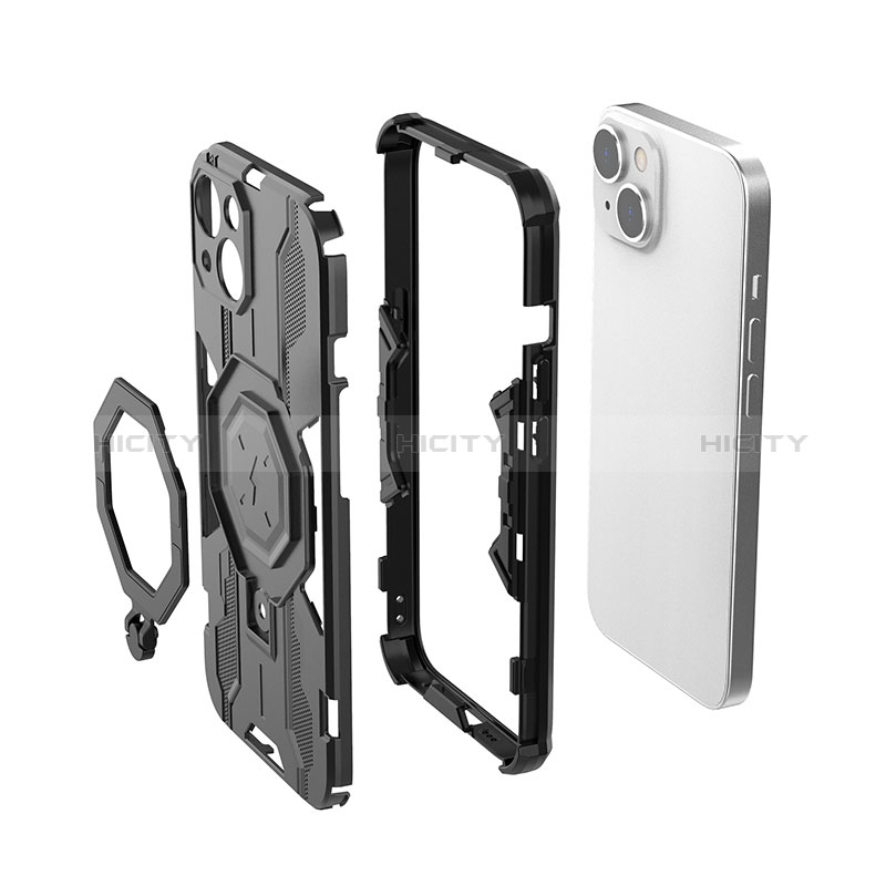 Funda Bumper Silicona y Plastico Mate Carcasa con Soporte K02C para Apple iPhone 14 Plus