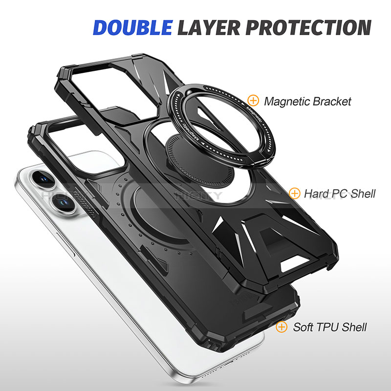 Funda Bumper Silicona y Plastico Mate Carcasa con Soporte K02C para Apple iPhone 15 Pro Max