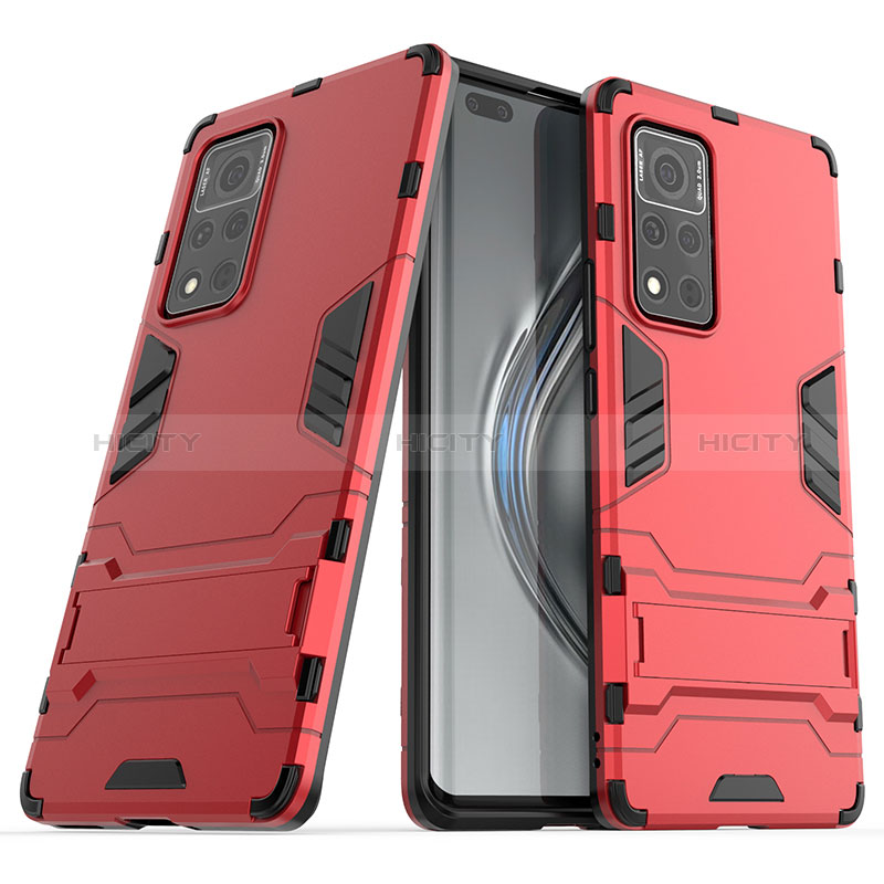 Funda Bumper Silicona y Plastico Mate Carcasa con Soporte KC1 para Huawei Honor V40 5G