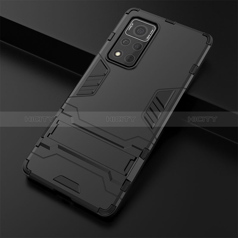 Funda Bumper Silicona y Plastico Mate Carcasa con Soporte KC1 para Huawei Honor V40 5G