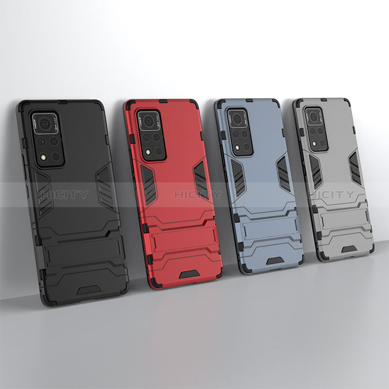 Funda Bumper Silicona y Plastico Mate Carcasa con Soporte KC1 para Huawei Honor V40 5G