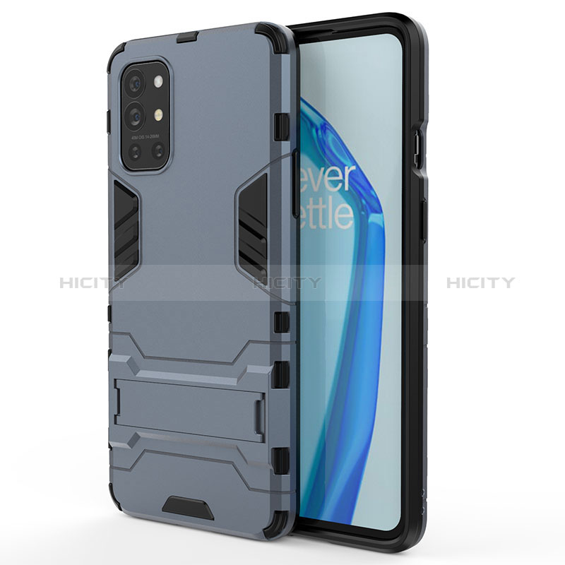 Funda Bumper Silicona y Plastico Mate Carcasa con Soporte KC1 para OnePlus 9R 5G Azul