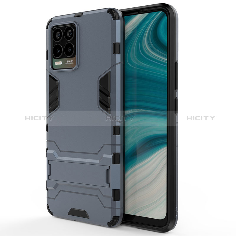 Funda Bumper Silicona y Plastico Mate Carcasa con Soporte KC1 para Realme 8 Pro