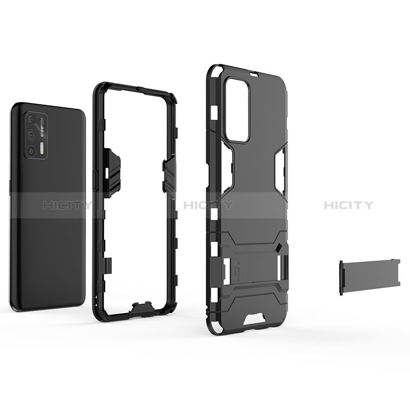 Funda Bumper Silicona y Plastico Mate Carcasa con Soporte KC1 para Realme GT 5G