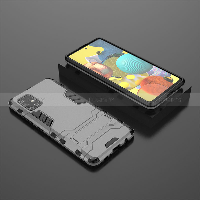 Funda Bumper Silicona y Plastico Mate Carcasa con Soporte KC1 para Samsung Galaxy A51 4G Gris