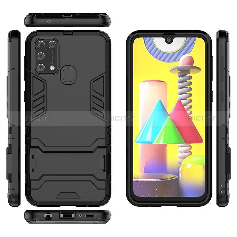 Funda Bumper Silicona y Plastico Mate Carcasa con Soporte KC1 para Samsung Galaxy M21s