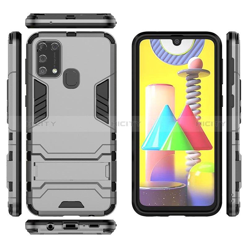 Funda Bumper Silicona y Plastico Mate Carcasa con Soporte KC1 para Samsung Galaxy M31