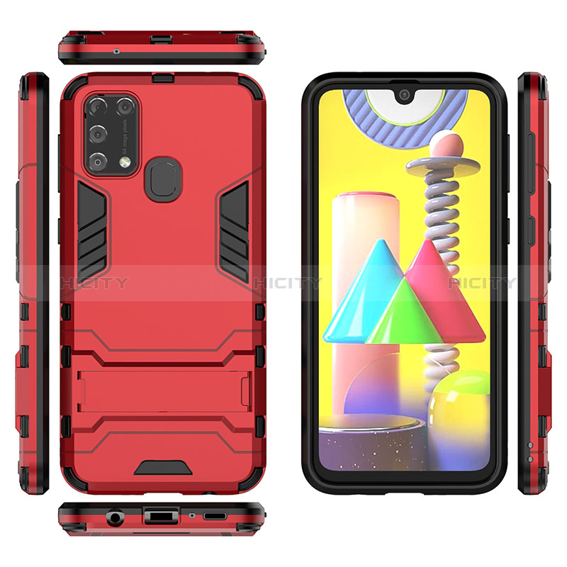 Funda Bumper Silicona y Plastico Mate Carcasa con Soporte KC1 para Samsung Galaxy M31