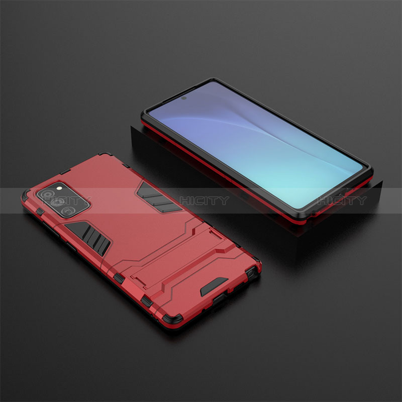 Funda Bumper Silicona y Plastico Mate Carcasa con Soporte KC1 para Samsung Galaxy Note 20 5G Rojo