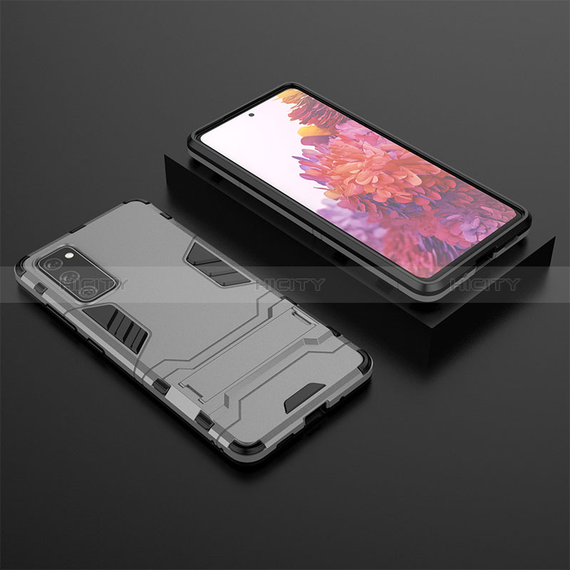 Funda Bumper Silicona y Plastico Mate Carcasa con Soporte KC1 para Samsung Galaxy S20 FE 4G Gris