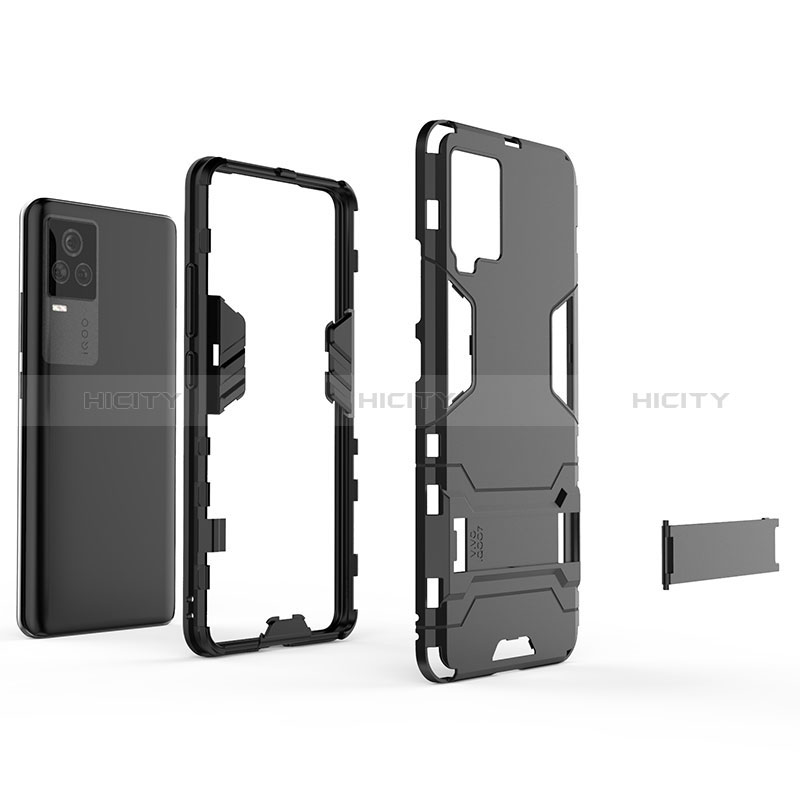 Funda Bumper Silicona y Plastico Mate Carcasa con Soporte KC1 para Vivo iQOO 7 Legend 5G