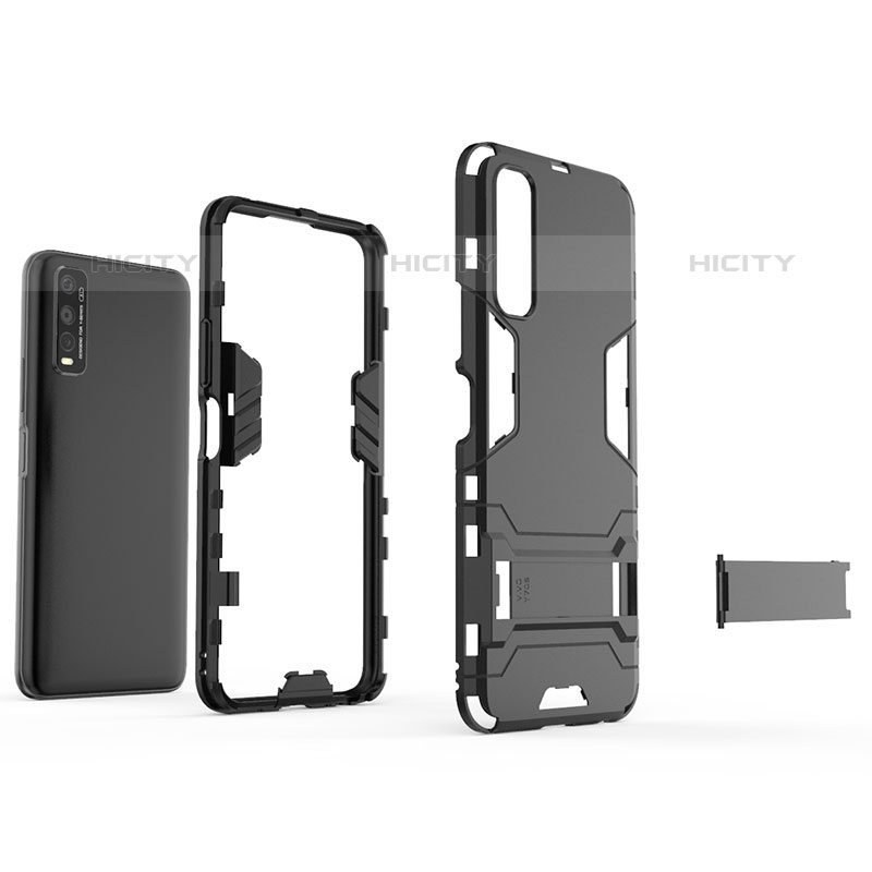 Funda Bumper Silicona y Plastico Mate Carcasa con Soporte KC1 para Vivo iQOO U1