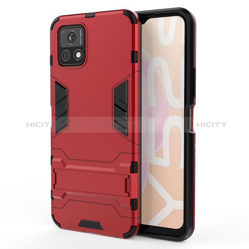 Funda Bumper Silicona y Plastico Mate Carcasa con Soporte KC1 para Vivo Y31s 5G