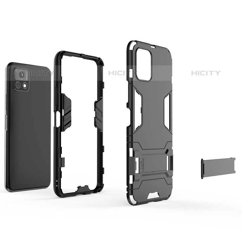 Funda Bumper Silicona y Plastico Mate Carcasa con Soporte KC1 para Vivo Y54s 5G