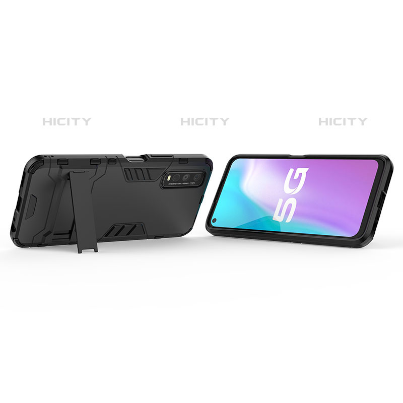 Funda Bumper Silicona y Plastico Mate Carcasa con Soporte KC1 para Vivo Y70S 5G