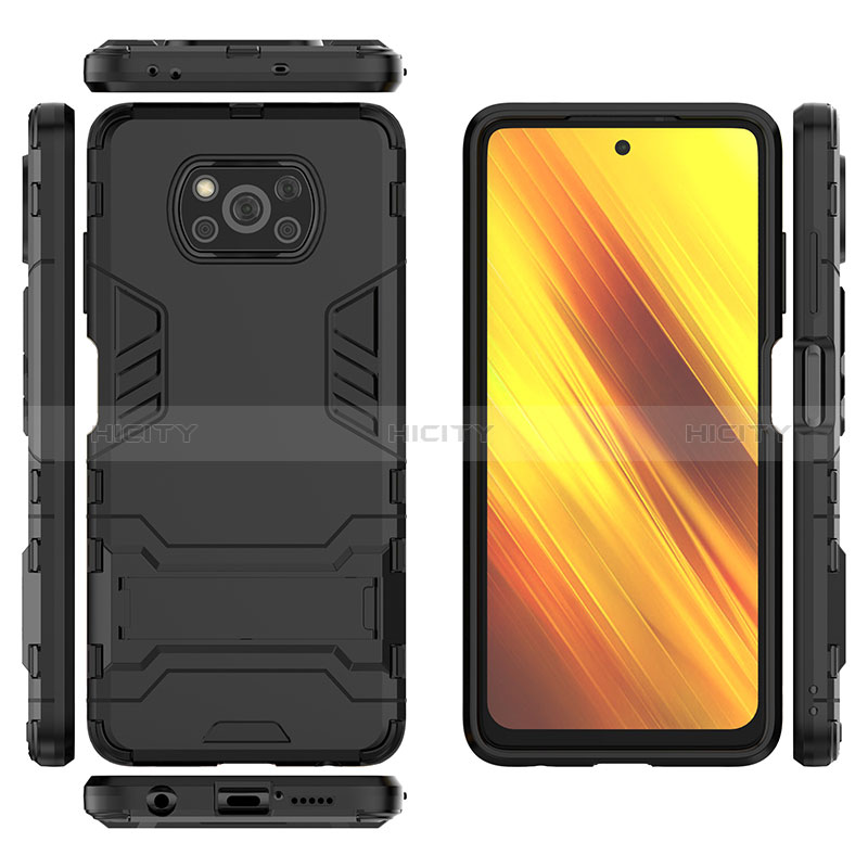 Funda Bumper Silicona y Plastico Mate Carcasa con Soporte KC1 para Xiaomi Poco X3 Pro