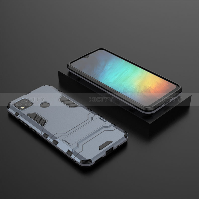 Funda Bumper Silicona y Plastico Mate Carcasa con Soporte KC1 para Xiaomi Redmi 10A 4G Azul