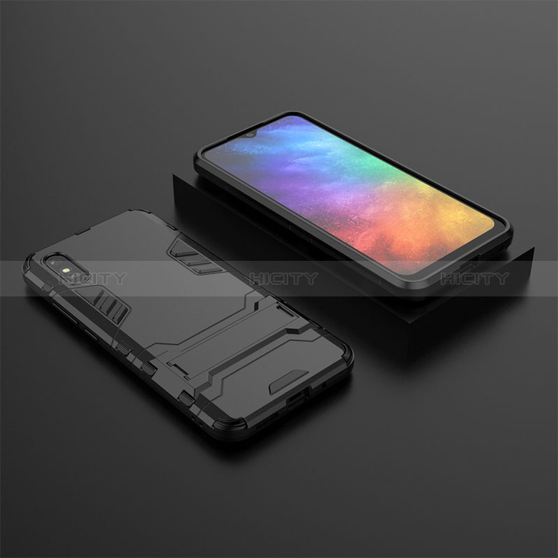 Funda Bumper Silicona y Plastico Mate Carcasa con Soporte KC1 para Xiaomi Redmi 9A Negro