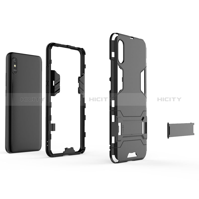 Funda Bumper Silicona y Plastico Mate Carcasa con Soporte KC1 para Xiaomi Redmi 9i