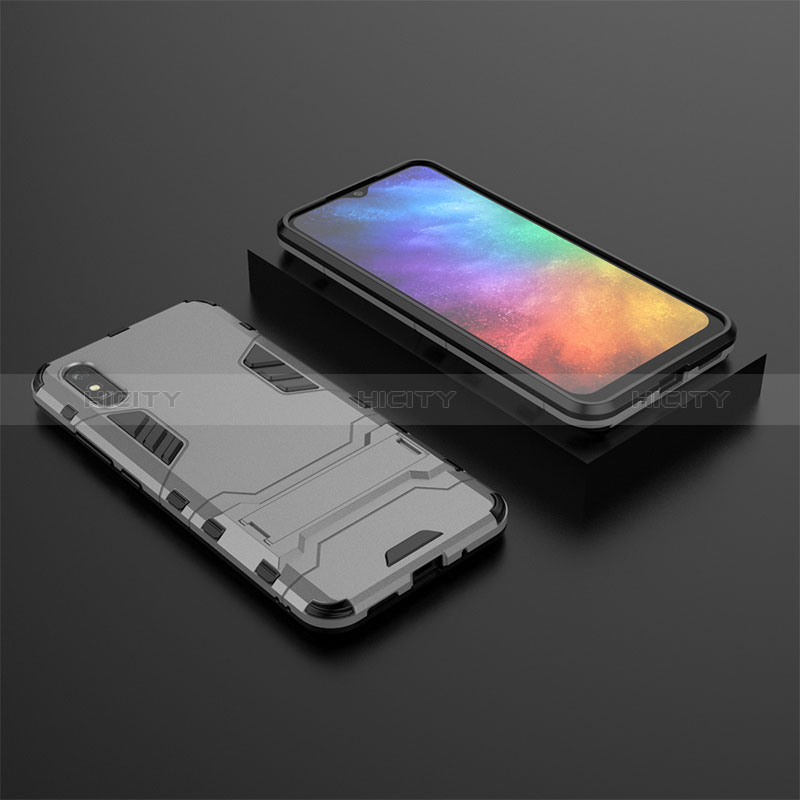 Funda Bumper Silicona y Plastico Mate Carcasa con Soporte KC1 para Xiaomi Redmi 9i Gris