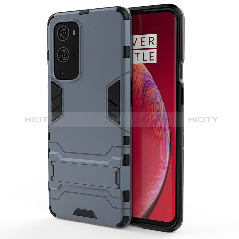 Funda Bumper Silicona y Plastico Mate Carcasa con Soporte KC2 para OnePlus 9 Pro 5G Azul