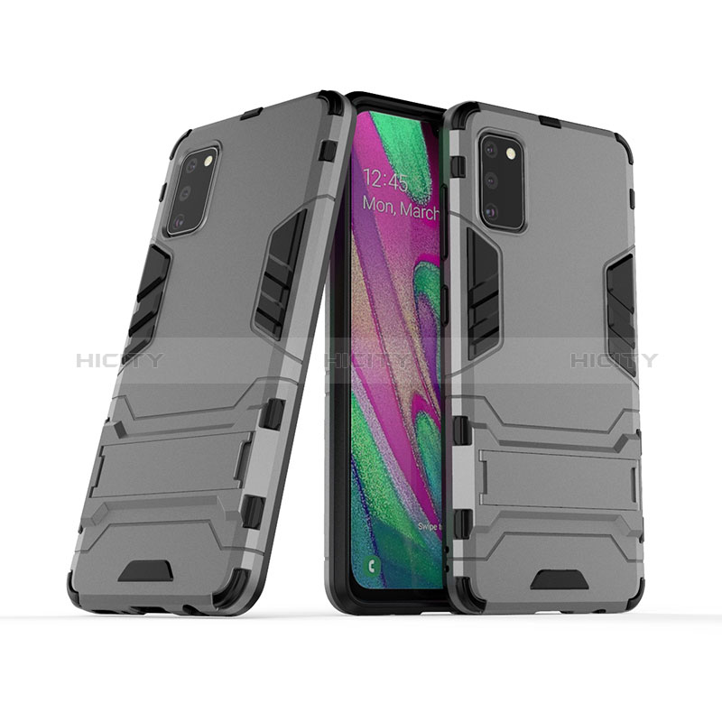 Funda Bumper Silicona y Plastico Mate Carcasa con Soporte KC2 para Samsung Galaxy A41 Gris