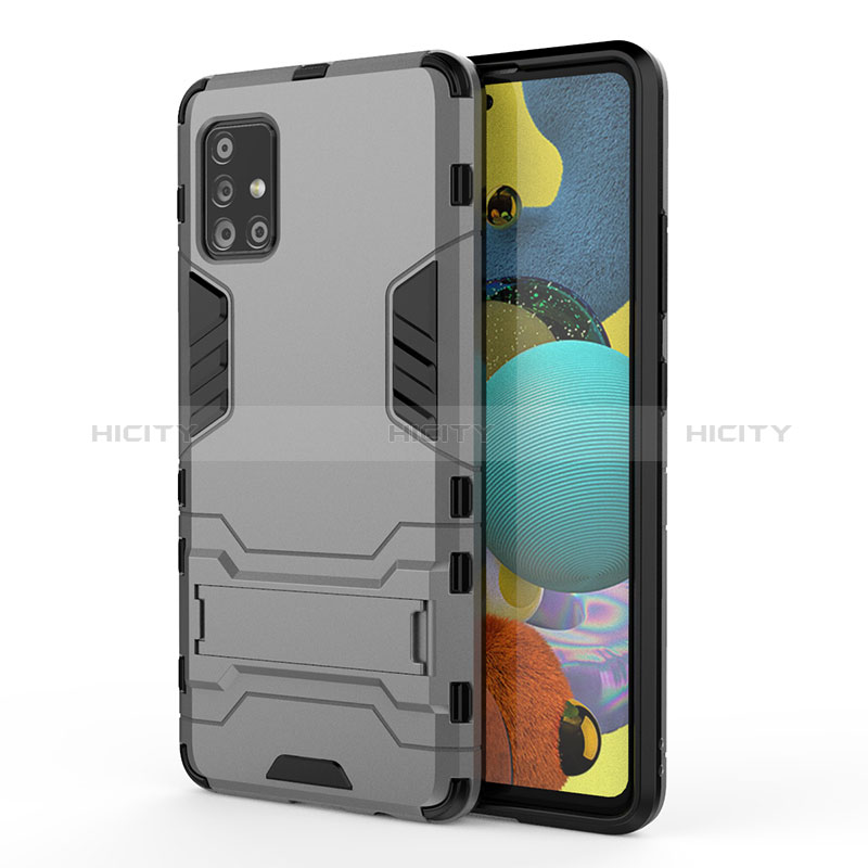 Funda Bumper Silicona y Plastico Mate Carcasa con Soporte KC2 para Samsung Galaxy A51 4G Gris