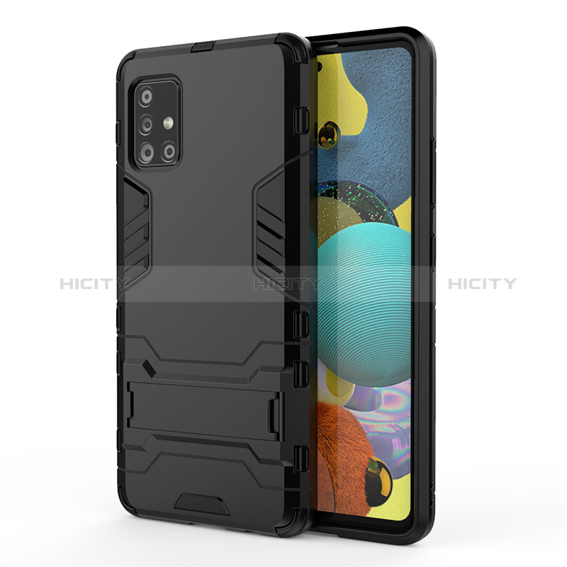 Funda Bumper Silicona y Plastico Mate Carcasa con Soporte KC2 para Samsung Galaxy A51 5G Negro