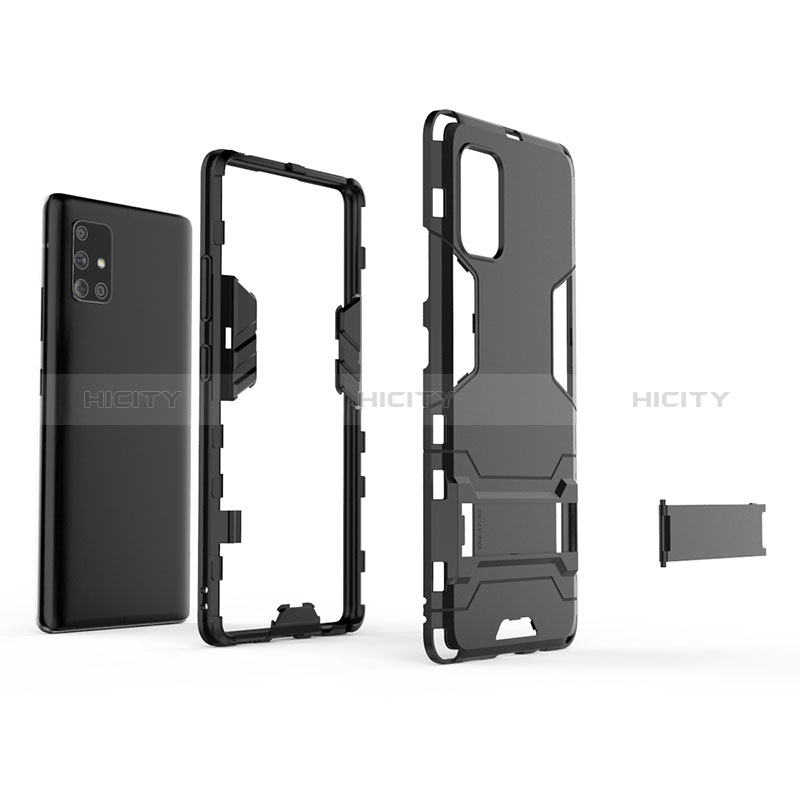 Funda Bumper Silicona y Plastico Mate Carcasa con Soporte KC2 para Samsung Galaxy A71 4G A715