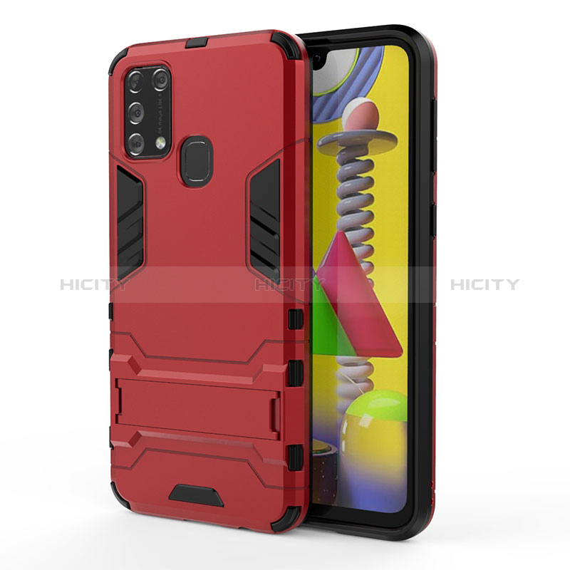 Funda Bumper Silicona y Plastico Mate Carcasa con Soporte KC2 para Samsung Galaxy M21s