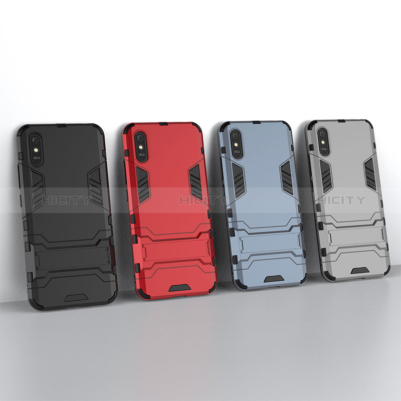 Funda Bumper Silicona y Plastico Mate Carcasa con Soporte KC2 para Xiaomi Redmi 9A