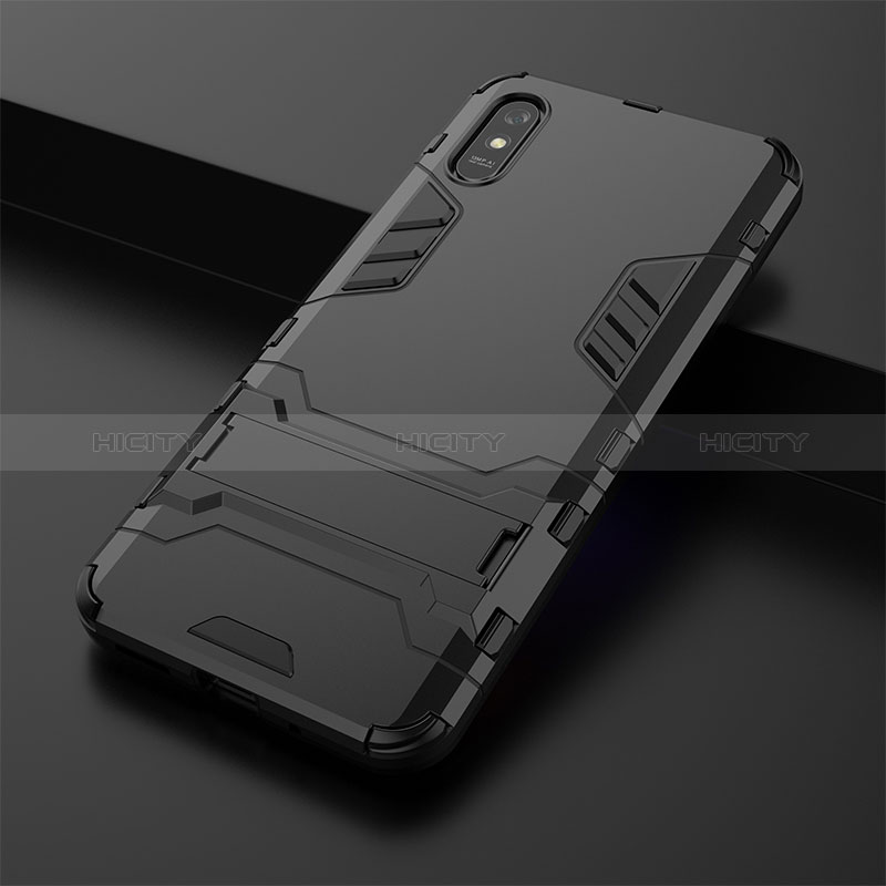 Funda Bumper Silicona y Plastico Mate Carcasa con Soporte KC2 para Xiaomi Redmi 9A