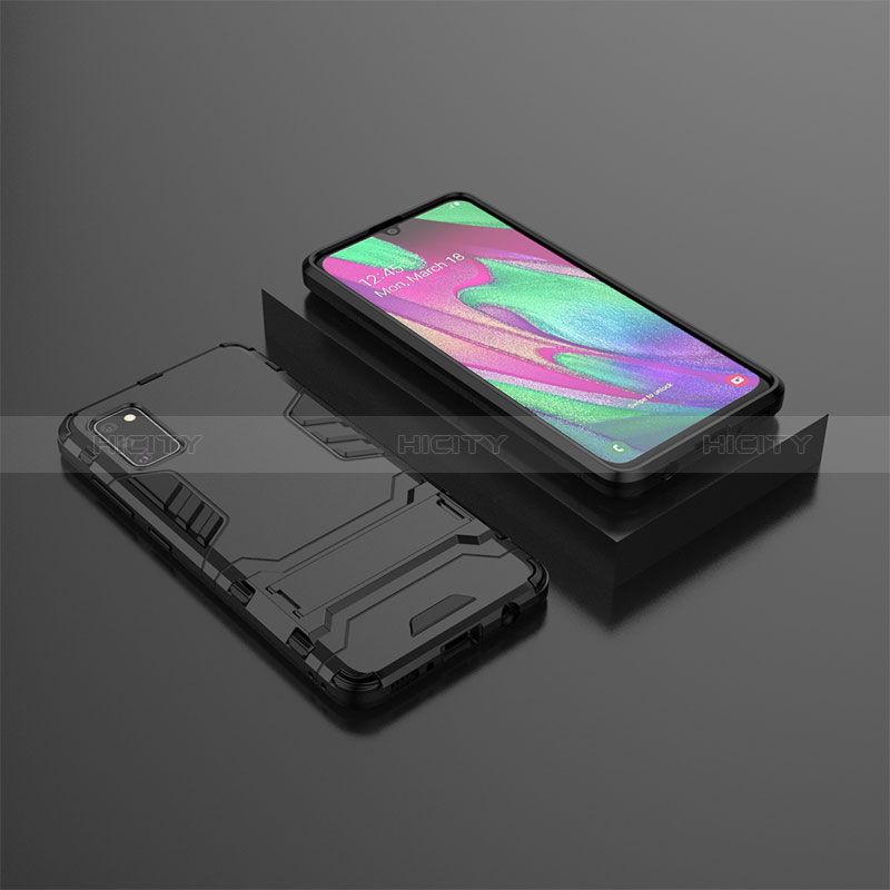 Funda Bumper Silicona y Plastico Mate Carcasa con Soporte KC3 para Samsung Galaxy A41 Negro