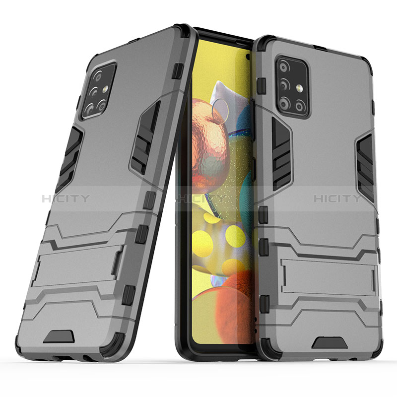 Funda Bumper Silicona y Plastico Mate Carcasa con Soporte KC3 para Samsung Galaxy A51 5G Gris