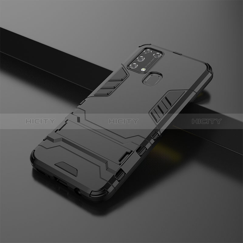 Funda Bumper Silicona y Plastico Mate Carcasa con Soporte KC3 para Samsung Galaxy M21s